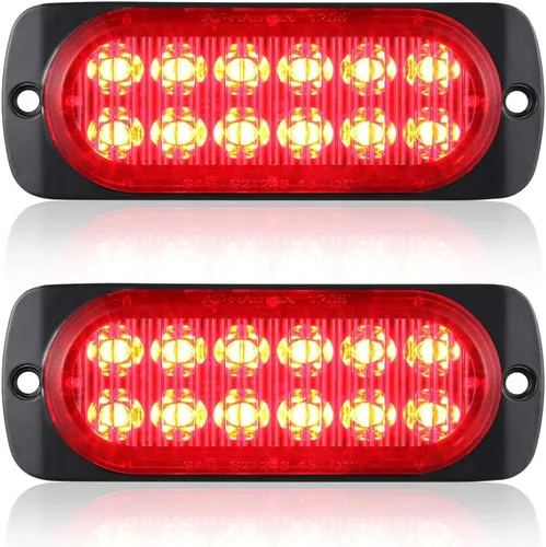 Vista 14 de Paquete de 2 luces LED ámbar de aluminio para remolque, señal de giro, freno de estacionamiento, luces de montaje en superficie impermeables