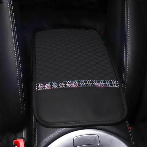 Vista 6 de Funda de Cuero Brillante para Consola Central de Automóvil, Protector de Consola Central de Automóvil con Diamantes de Imitación de Cristal