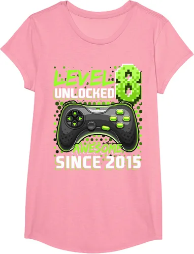Vista 92 de Level 8 Unlocked Awesome 2015 Video Game 8th Birthday Boy T-Shirt, Negro