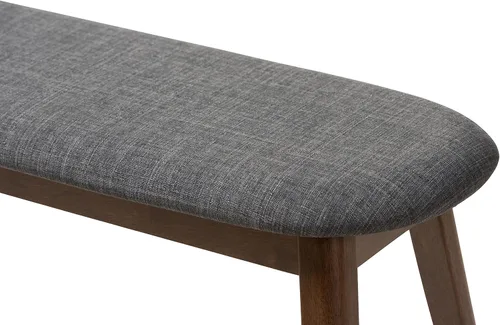 Vista 7 de Baxton Studio Easton - Banco de madera tapizado de tela gris oscuro moderno de mediados de siglo