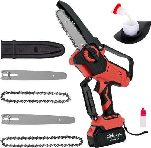 Vista 8 de Mini motosierra inalámbrica para batería Milwaukee M18, motosierra eléctrica sin escobillas de 6 y 8 pulgadas, sierra de mano engrasadora automática