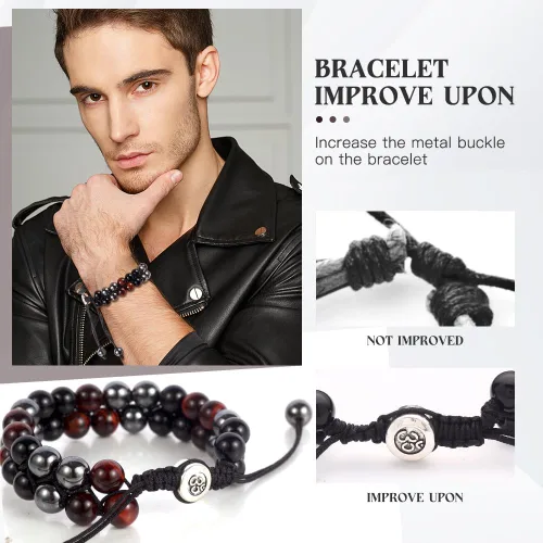 Vista 12 de Triple Protection Bracelet - for Protect & Balance - Energy Crystal Handmade Bracelets for Men Women