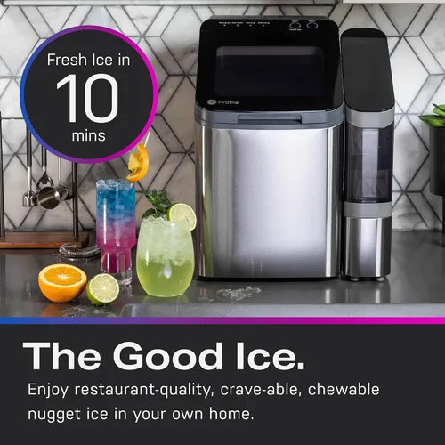 Vista 5 de GE Profile Opal 1.0 - Máquina de hielo en pepitas Máquina de hielo de guijarros de encimera Máquina de hielo portátil que hace hasta 34 libras