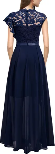 Vista 2 de Miusol Vestido largo formal de encaje floral con volantes para dama de honor, fiesta de dama de honor
