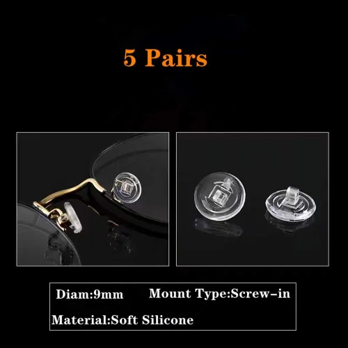 Vista 2 de BEHLINE - 5 pares de almohadillas de nariz para gafas, de silicona suave atornillada, piezas de nariz para lentes de sol y gafas, redondas