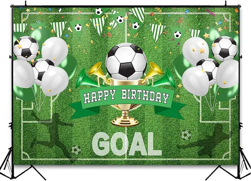 Vista 4 de Avezano Fondos de fiesta de fútbol para decoración de fiestas temáticas de fútbol, feliz cumpleaños, fondo de fotos para niños, suministros