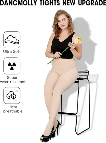 Vista 6 de DancMolly Medias de nailon semiopacas de cintura alta para mujer, con control superior