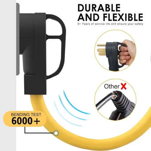 Vista 7 de [240 V a 120 V] NEMA 14-50P a 5-15R/5-20R Adaptador de hoja en T 12AWG STW cables de cobre RV Generador Adaptador de cable de alimentación 50 Amp a