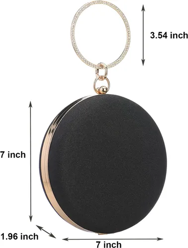 Vista 3 de Bolso redondo de noche con purpurina brillante y asa superior para fiesta, cruz, bolso de hombro para boda, novia