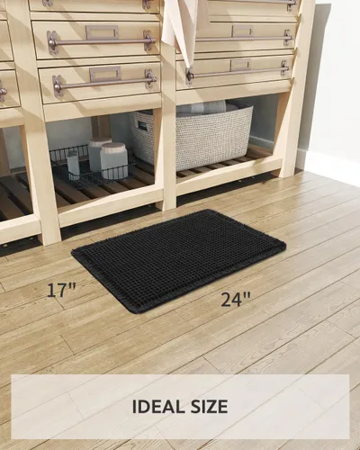 Vista 2 de Alfombra Tapete de Baño con Textura Waffle, Tapetes de Baño Súper Absorbentes Antideslizantes Ultra Suaves Lavables a Máquina, Alfombras de Baño