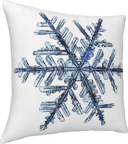 Vista 2 de VARUN Fundas de almohada de copo de nieve transparentes con fondo blanco, diseño artístico de invierno, fundas de almohada cuadradas para decoración
