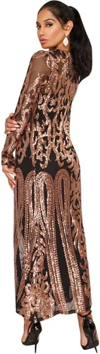 Vista 4 de Women Totem Sequin Applique Long Sleeved Perspective Ankle Length Cardigan Cloak
