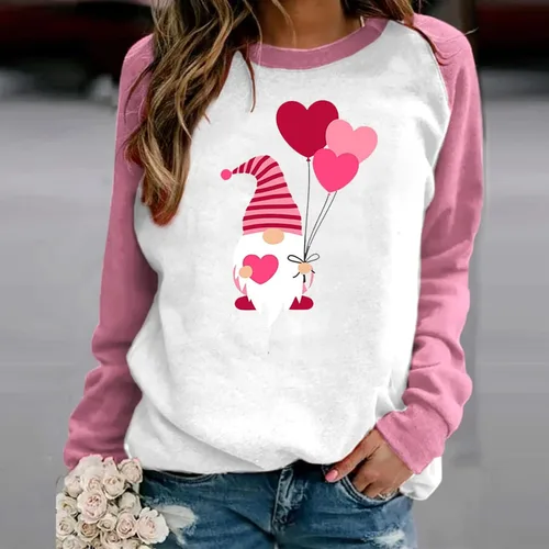 Vista 3 de Women's Pullover Long Sleeve Sweatshirts Valentine's Day Print Shirts Blouse Jumper Tops Lightweight Sweaters Tunic