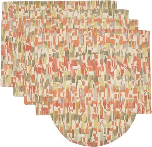 Vista 10 de Britto Garden Party - Juego de dos manteles individuales en forma de cuña con estampado naranja