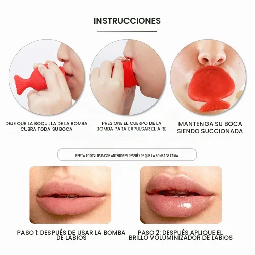 Vista 5 de Herramienta para rellenar los labios+conjunto de brillo de labios, dispositivo de aumento de labios en forma de pez, herramienta de boca de puchero