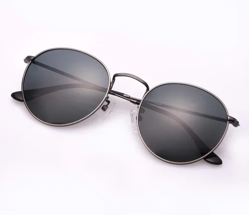 Vista 2 de Lentes de sol redondos para mujeres y hombres, lentes de cristal real, retro, círculo, lentes de sol, lentes de sol, 2.087 in