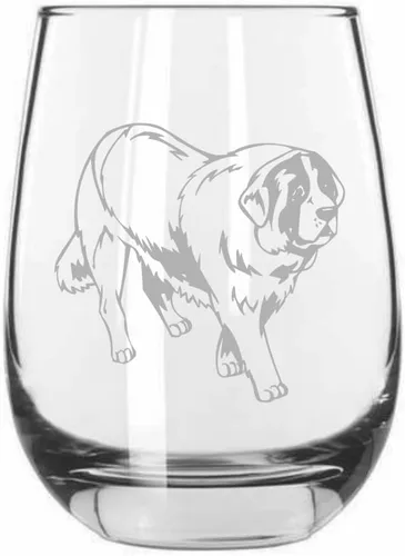 Vista 281 de Shar Pei (chino) - Vaso de vino sin tallo grabado para perro, 15.25 onzas