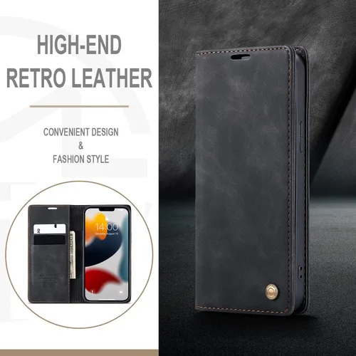 Vista 6 de QLTYPRI Funda para iPhone 14 Pro Max, de piel sintética vintage, con ranura para tarjetas, función atril, cierre magnético, a prueba de golpes