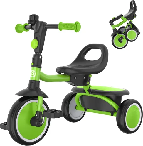 Vista 13 de besrey Triciclo para niños pequeños con campana, triciclo para niños de 18 meses a 5 años, triciclo para niños, bicicleta para niños de 1.5 a 5