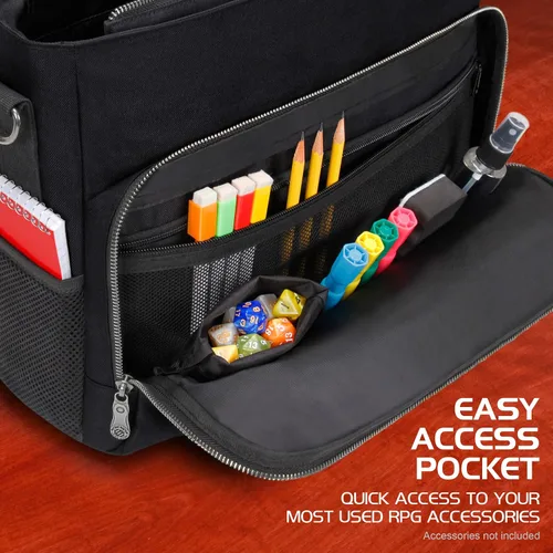 Vista 5 de ENHANCE Collector's Edition RPG Player's Essentials DND Bolsa - Bolsa de mensajero con exterior Dragon Hide que cabe de 2 a 4 libros, carpetas