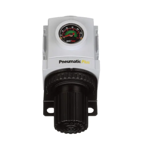 Vista 5 de PneumaticPlus Regulador de presión de aire comprimido serie PPR - Manómetro integrado y soporte incluidos (1/2" NPT)
