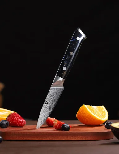 Vista 7 de WILDMOK Cuchillo de pelar de Damasco, 3.5 pulgadas japonés de 67 capas de acero de Damasco, cuchillo de pelar profesional, cuchillo de cocina