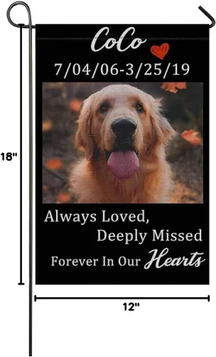 Vista 3 de Bandera conmemorativa de jardín, bandera personalizada con nombre de foto de mascota perdida, conmemorativa para perros, decoración al aire libre
