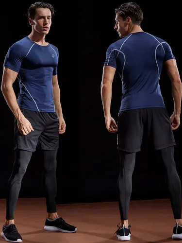 Vista 3 de NELEUS Paquete de 3 camisetas de entrenamiento de capa base de compresión atlética para hombre