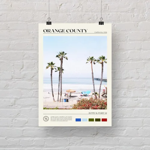 Vista 5 de Impresión del condado de Orange, arte de pared del condado de Orange, póster del condado de Orange, impresión de póster del condado de Orange, foto