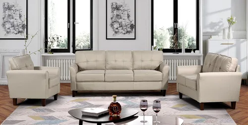 Vista 6 de Container Furniture Direct Kouchouk - Muebles de sala de estar de terciopelo cómodos de tres plazas, sofá moderno de mediados de siglo, sofá biplaza
