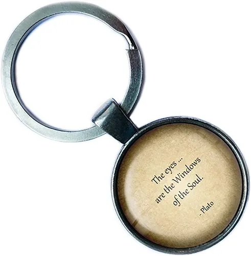 Vista 2 de Plato Eyes are the Window of the Soul Silver Keychain Keyring