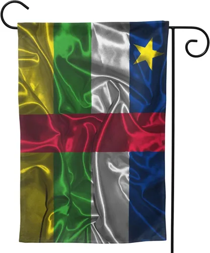 Vista 4 de Silk Style Flag Of The Central African Republic Garden Flag 12.5"x18" Inch Double Sided Garden Flags Home Lawn Outdoor Decor Flags Party Banner
