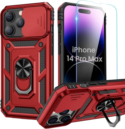 Vista 42 de Goton Funda para iPhone 14 Plus con Protector de Pantalla - Funda con Cubierta Deslizante para Cámara con Soporte de Anillo, Resistente de Grado