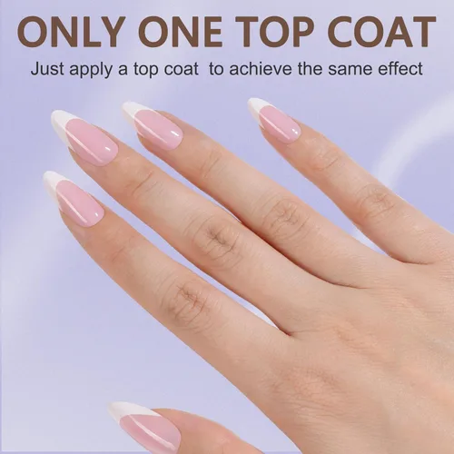 Vista 2 de Misssix Kit de uñas postizas a presión con punta francesa, 150 uñas C-Pink KIT FT-02