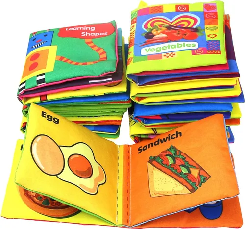 Vista 3 de Coolplay Baby's First - Juego de libros de tela suave no tóxica, libros arrugados de fricción con sonido crujiente, paquete de 8
