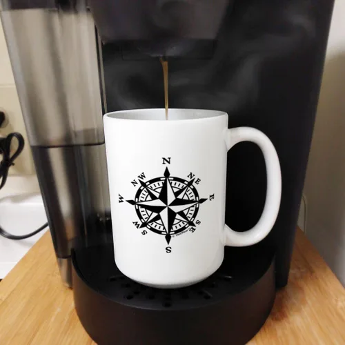 Vista 5 de Regalos de crucero, brújula náutica, brújula de senderismo, taza de café, regalos de aventura, regalo de viajeros, regalo al aire libre, taza