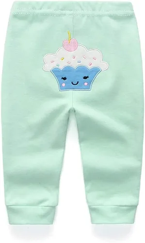 Vista 5 de Leggings unisex de algodón para recién nacido, paquete de 4 pantalones bordados, casuales, de 0 a 24 meses, para niños y niñas