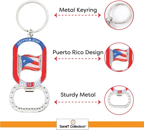 Vista 4 de Porto Rico - Llavero abridor de botellas - Set de 3 - Bandera