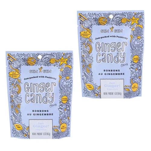 Vista 13 de Gem Gem Caramelos de jengibre masticables de sabor a limón, muestras de degustación de 1.25 oz