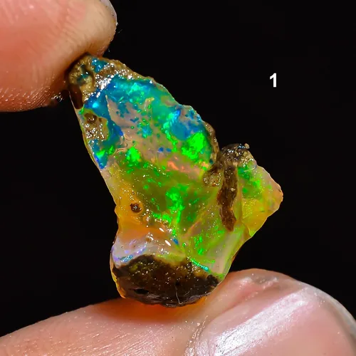 Vista 5 de AA+ Natural Ethiopian Welo Opal Rough Stone Ultra Fire Striking Raw Crystal Handpicked Opal Rock for Jewelry Making October Birthstone Gemstone