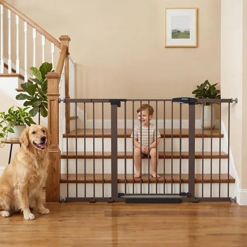 Vista 19 de Mumeasy Puerta de bebé extra ancha de 29.7-57 pulgadas para puertas, puerta de perro de cierre automático para interiores para escaleras, puerta