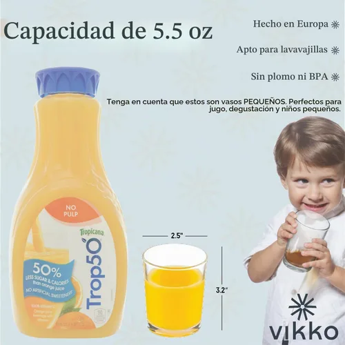 Vista 2 de Vikko Vasos de jugo pequeños de 5 onzas, cristalería de base pesada, tazas para beber jugo de naranja, agua, vasos de vidrio para degustar, juego