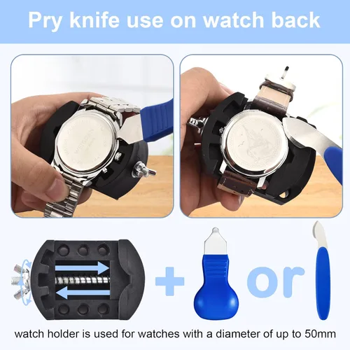 Vista 4 de EasyTime Kit de reparación de reloj kit de herramientas de repuesto de batería de reloj profesional, adecuado para la extracción de la parte trasera