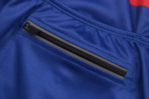 Vista 4 de CR - Conjunto de camiseta de ciclismo para hombre, con cremallera, bolsillo con cremallera, manga corta, kits de ciclismo, pantalones cortos