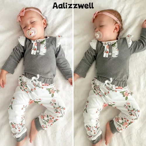Vista 3 de Aalizzwell Conjunto de pantalones de invierno y otoño para bebés recién nacidos
