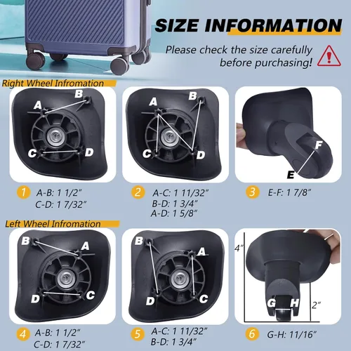 Vista 2 de Repuesto de rueda de equipaje reparación maleta bolsa piezas Spinner ruedas ruedas ruedas (W041-S-un par 2 piezas)