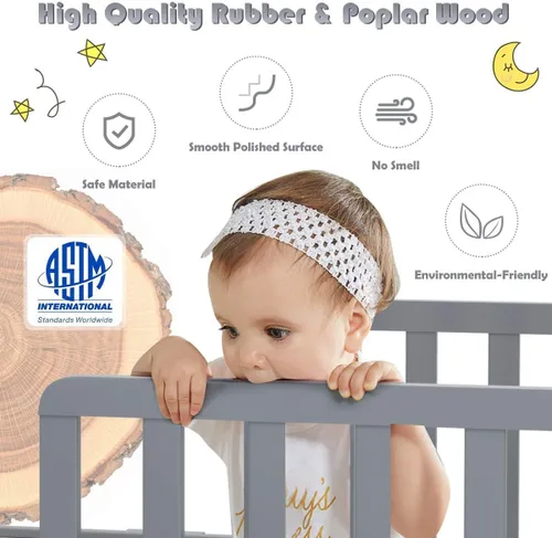 Vista 3 de Costzon Cama infantil, marco de cama clásico de madera para niños con doble barandilla de seguridad, diseño bajo al suelo, soporte de listones