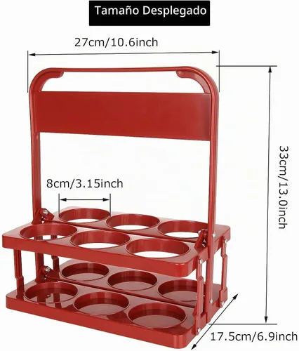 Vista 2 de Grubhub - Portabidoras de bebidas de plástico con asa, 3 unidades, plegable, de plástico, para 6 tazas, reutilizable, para entrega de botellas