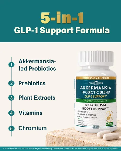 Vista 3 de Akkermansia GLP-1 Probiótico, 100B UFC, metabolismo y salud