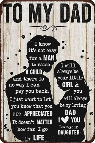 Vista 7 de Letrero de hojalata para el Día del Padre – I Know It's Not Easy for a Man to Raise a Child – Regalo para papá de parte de la hija – Regalo